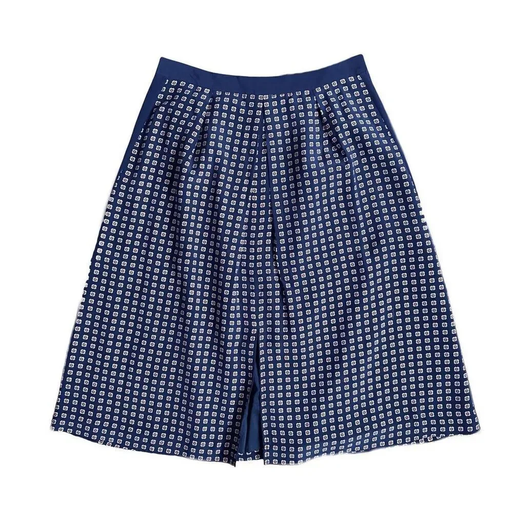 Madewell Silk Ascot Navy Print A-Line Skirt 2 - Picture 4 of 8